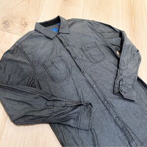 NWOT MICHAEL BRANDON LOS ANGELES Micropattern Charcoal Button-Up Shirt sz Large​